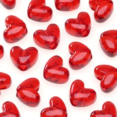 The Beadery Heart Pony Beads - (450 Pieces) Transparent Ruby Red