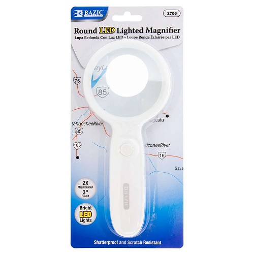 Bazic 3" Round 2x LED Lighted Magnifier    BZ2706
