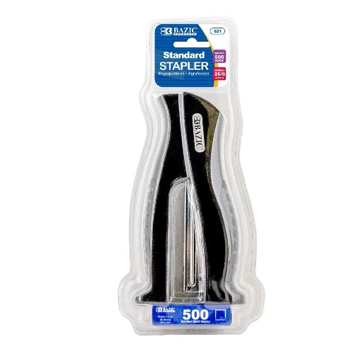 Bazic Stand-Up Standard Full Strip Stapler Black with 500ct Staples  BZ621