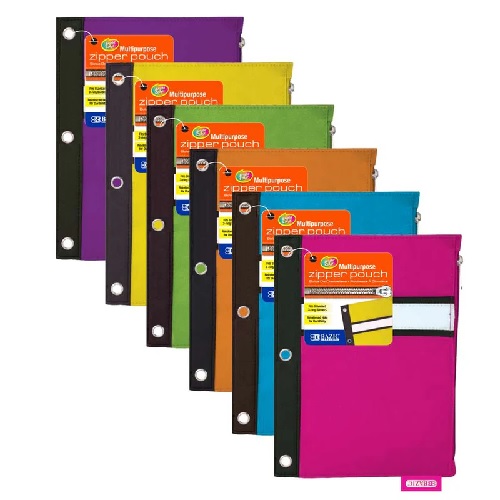 Bazic 3-Hole Pencil Pouch (Bright Colors)  BZ802