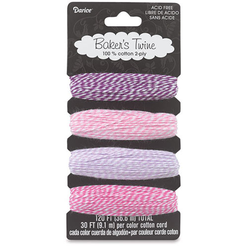 Darice Baker's Twine 2-Ply Assortment - (30ft/9.1m Each) Raspberry Sorbet