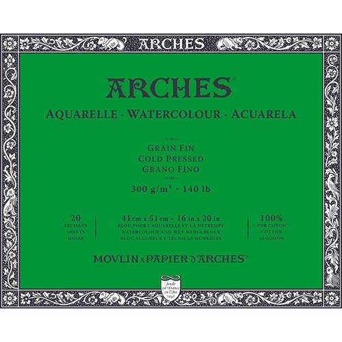 Arches Watercolor Cold Press Block 16" x 20" - (20 Sheets, 140lb)