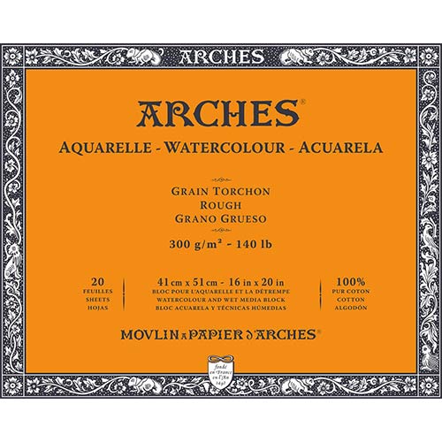 Arches Watercolor Rough Press Block 16" x 20" - (20 Sheets, 140lb)