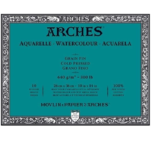 Arches Watercolor Cold Press Block 10"x14"- (10 Sheets, 300lb)