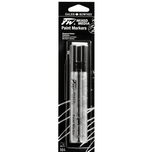 Daler Rowney FW Empty Mixed Media Marker Set 2pc-Chisel Nibs 1-3mm