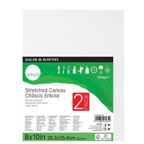 Daler Rowney Simply Stretched Cotton Canvases 8"x10" 2pk   DR515030810