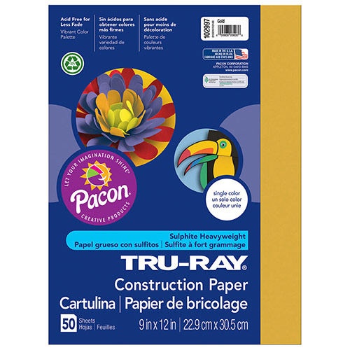 Sulphite Construction Paper 9" x 12" - (50 Sheets) Gold
