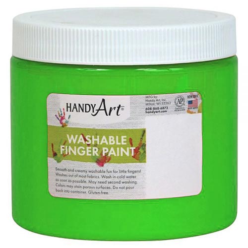 Handy Art Washable Finger Paint - (16oz/473ml) Fluorescent Green