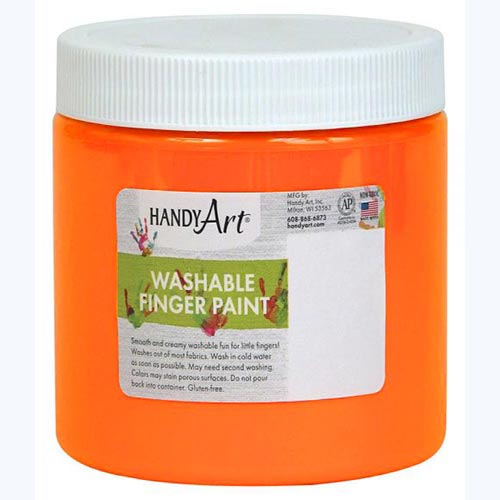 Handy Art Washable Finger Paint - (8oz/237ml) Fluorescent Orange