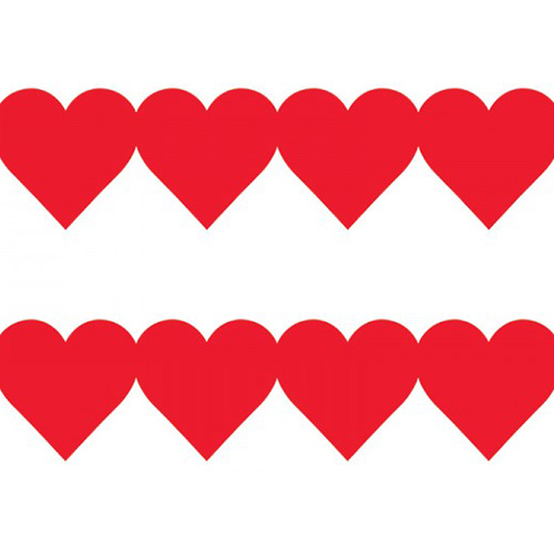 Hygloss Borders 3" x 36" - (12 Pack) Red Hearts