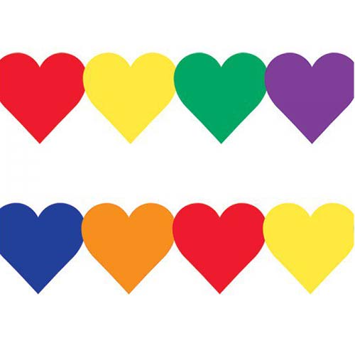 Hygloss Borders 3" x 36" - (12 Pack) Colored Hearts