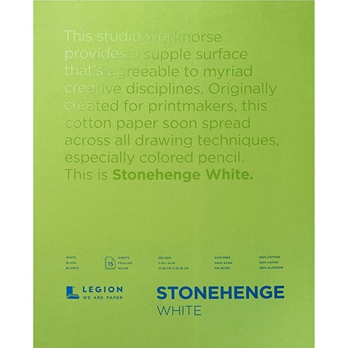 Legion Stonehenge Pad 11" x 14" - (15 sheets, 250gsm) White