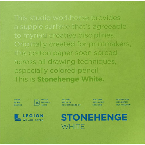 Legion Stonehenge Pad 8" x 8" - (15 Sheets, 250gsm) White