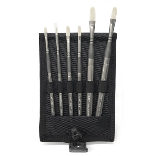 Richeson Grey Matters Pocket Brush Set - (7 Pieces) Bristle for Oil & Acrylics