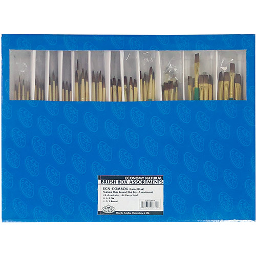 Royal Langnickel Brush Box Classpack - (144 Pack) Economy Natural Camel Hair Rounds/Flats