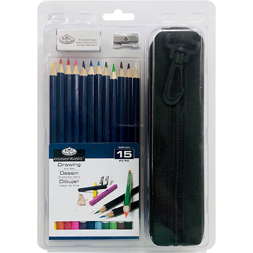 Royal Langnickel Essentials Drawing Art Set with Pencil Case - (15 Pieces)