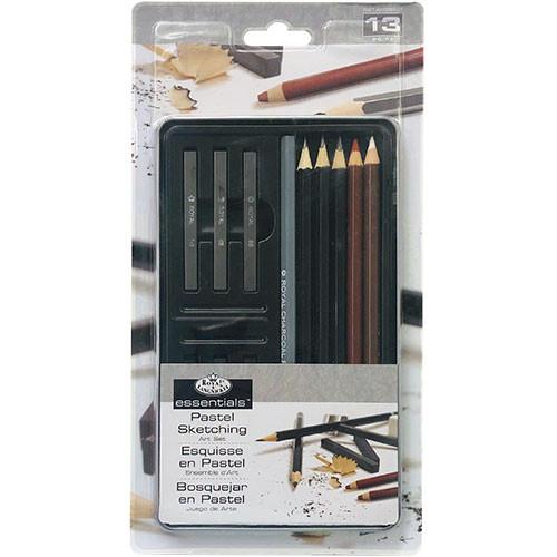 Royal Langnickel Essentials Small Tin Box Pastel Sketching Art Set - (13 Pieces) RSET-ART2501