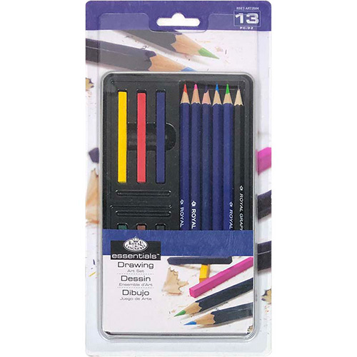 Royal Langnickel Essentials Small Tin Box Drawing Art Set - (13 Pieces) RSET-ART2504