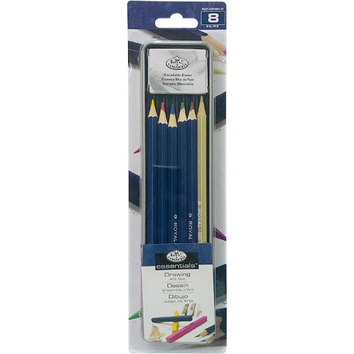 Royal Langnickel Essentials Tin Box Mini Drawing Art Set - (8 Pieces)  RSET-ART2601