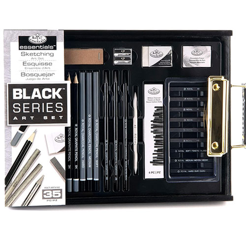 Royal Langnickel Essentials Clear Pallet Black Series Sketching Art Set - (35 Pieces) RSET-ART4102