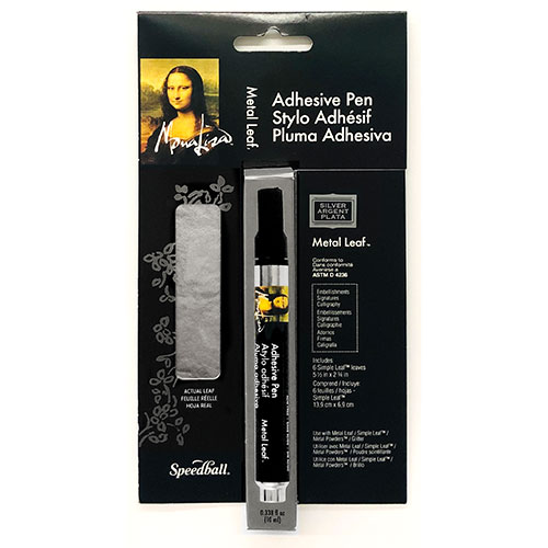 Speedball Mona Lisa Adhesive Pen & Simple Metal Leaf - (6 Pieces) Imitation Silver