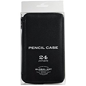 Speedball Global Art's Black Leather Pencil Case - Holds 24 Pencils  214240