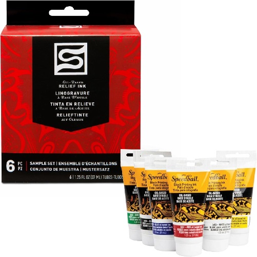 Speedball Oil Based Relief Block Printing Starter Set (6x1.25oz)  SP3476
