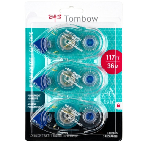 Tombow Mono Adhesive Glue Tape Refills- Permanent  3PK  TM62207