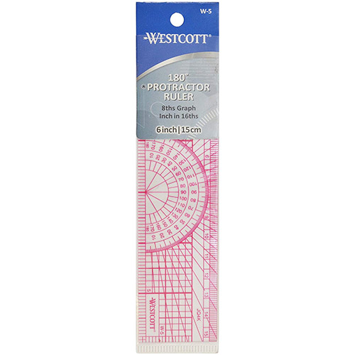 Westcott Protractor Ruler 6" with Grid - 8ths/16ths
