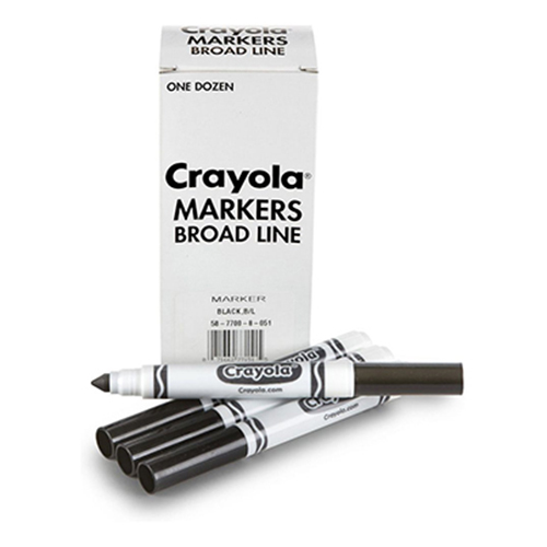 Crayola Conical Tip Broad Line Markers - (12 Pack) Black  58-7800-051