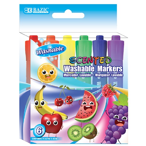 Bazic Assorted Washable Scented Markers (6/Pack)