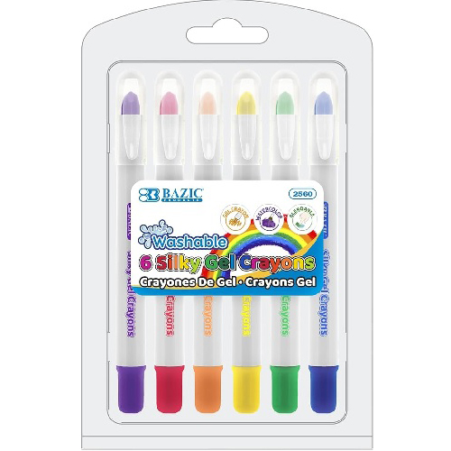 Bazic Washable Silky Gel Crayons 6ct