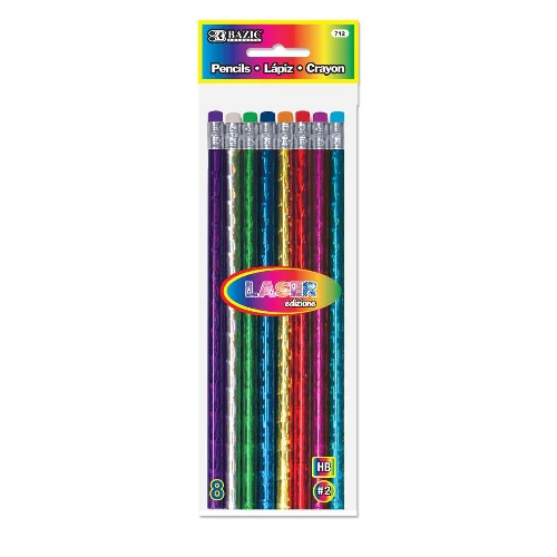 Bazic Metallic Laser Foil Pencils w/ Erasers  (8/pk)