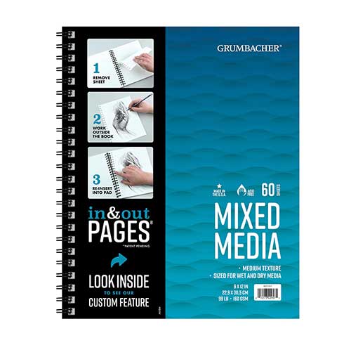 Grumbacher In & Out Mixed Media Pad 9"x12" 98lbs 60 sheets