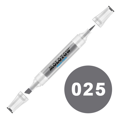 Molotow Aqua Twin Marker 2-6mm / Soft Brush - 025 Neutral Gray 02