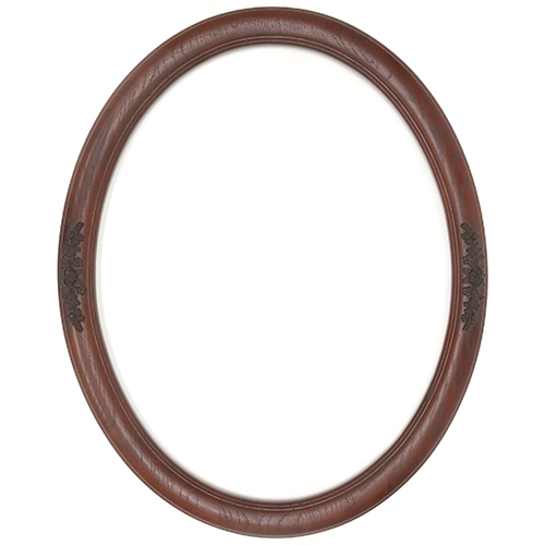 Closeout Oval Frame Cherry Wood with Rose Accents - 22" x 28"
