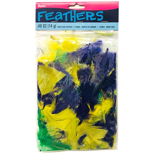 Darice Craft Fluffy Feathers - (.49oz/14g) Mardi Gras Colors