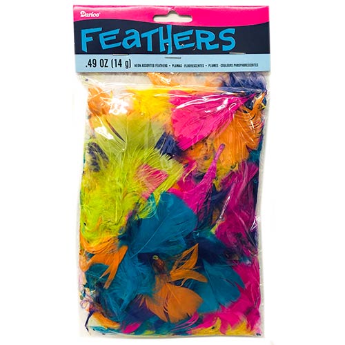 Darice Craft Fluffy Feathers - (.49oz/14g) Neon Colors