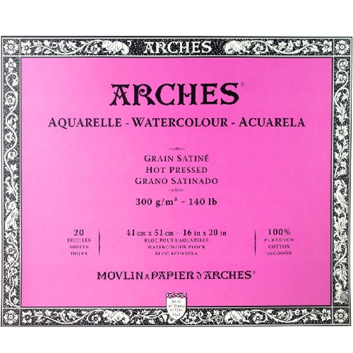 Arches Watercolor Hot Press Block 16" x 20" - (20 Sheets, 140lb)