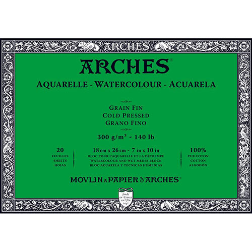 Arches Watercolor Cold Press Block 7" x 10" - (20 Sheets, 140lb)