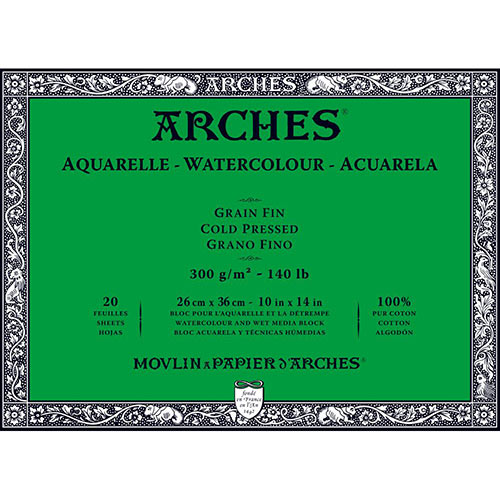Arches Watercolor Cold Press Block 10" x 14" - (20 Sheets, 140lb)