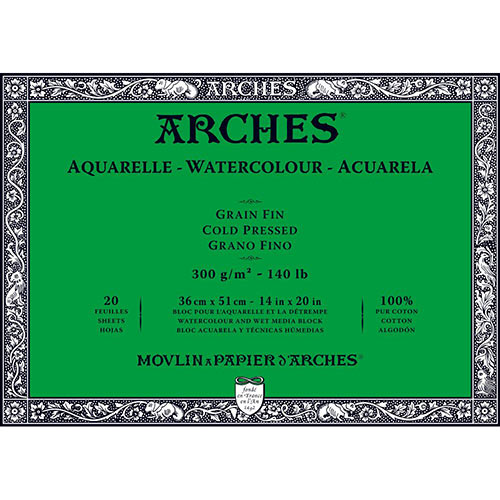 Arches Watercolor Cold Press Block 14" x 20" - (20 Sheets, 140lb)