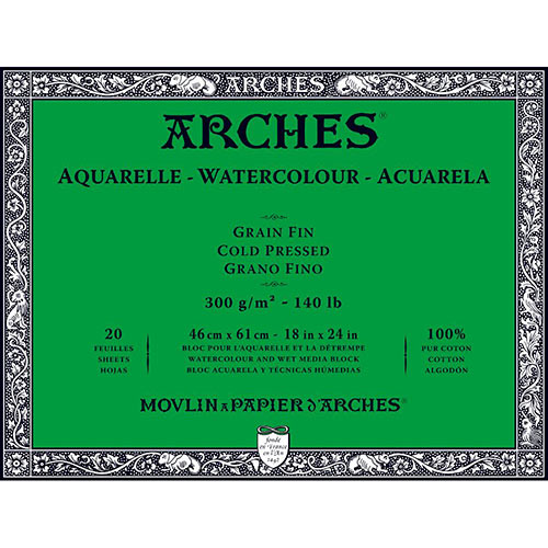 Arches Watercolor Cold Press Block 18" x 24" - (20 Sheets, 140lb)