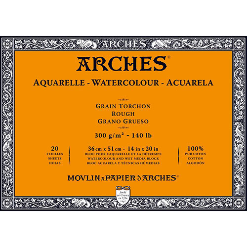 Arches Watercolor Rough Press Block 14" x 20" - (20 Sheets, 140lb)