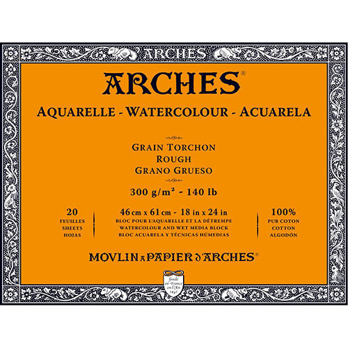 Arches Watercolor Rough Press Block 18" x 24" - (20 Sheets, 140lb)