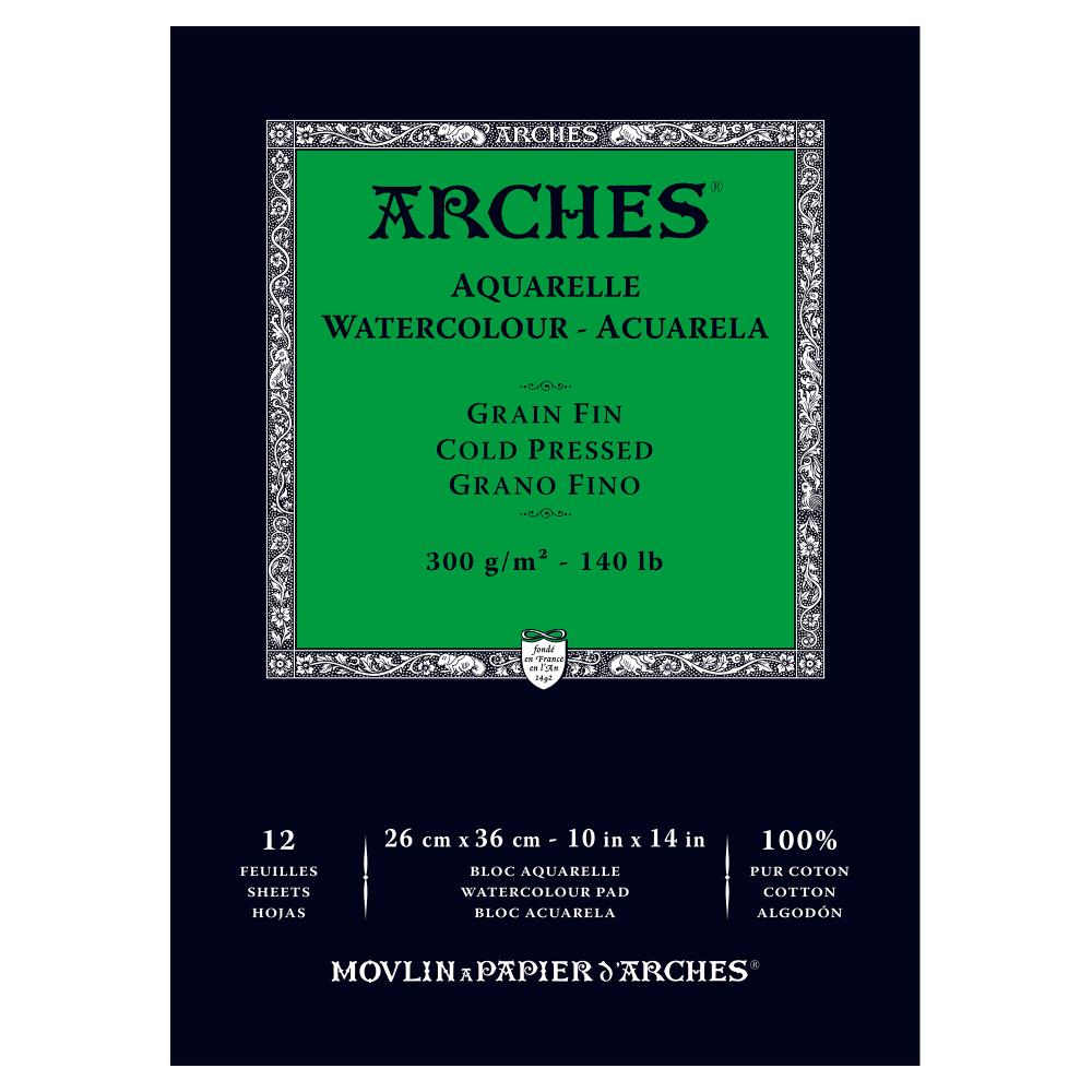 Arches Watercolor Cold Press Pad 10" x 14" - (12 Sheets, 140lb)