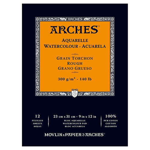 Arches Watercolor Rough Press Pad 9" x 12" - (12 Sheets, 140lb)