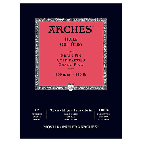 Arches Cold Pressed Oil Paper Pad 12" x 16" (12 sheets, 140lb)