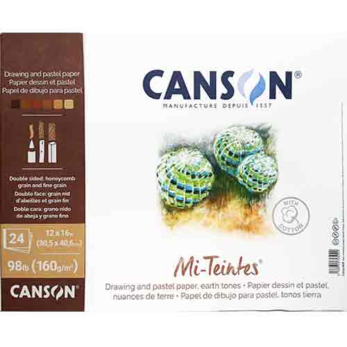 Canson Mi-Teintes Pastel Pad 12" x 16" - (24 Sheets, 98lb) Earth Tone
