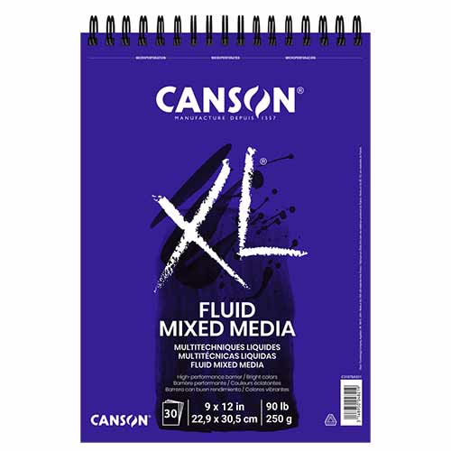 Canson XL Fluid Mixed Media Top Wire- 9x12 (30 Sht)